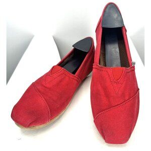 TOMS Alpargata Womens Canvas Slip on Shoes Comfort Casual Flats Red Size 7